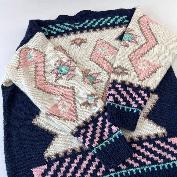 Forenza Vintage Aztec Design Women's Sweater Blue Pink Size large - Picture 5 of 5